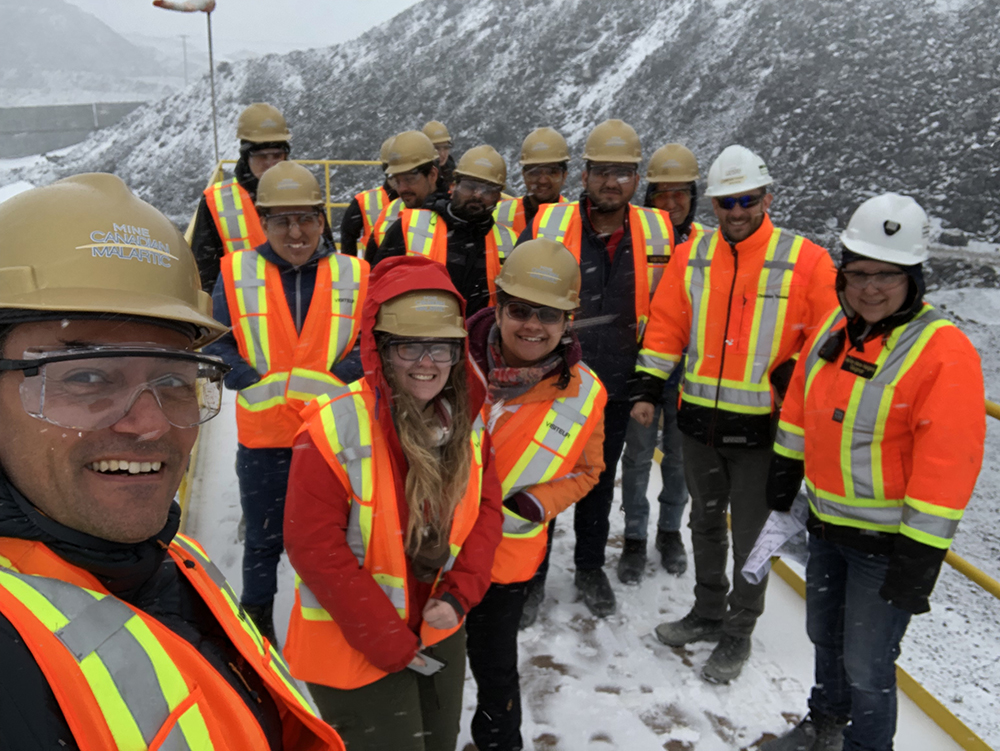In the spring of 2019, the CIM Toronto Branch organized a mine tour for students in earth science-related fields. Kurt Breede, CIM Toronto Branch executive vice-chair, and Shilika Mathur, fellow Branch executive, accompanied three geology students, three engineering students and four MBA students on a six-day, 2,000-kilometre trek to the Abitibi gold belt. Despite their education, many of the students had never been to a mine. With this tour, they got to see first-hand exploration projects, underground and open-pit mines, mill and processing operations | Courtesy of the CIM Toronto Branch